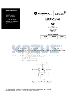 MRFIC2408PP datasheet - single chip RF Power Amplifier