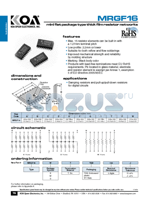 MRGF16DTTEB102G datasheet - mini flatpackagetypethickfilmresistornetworks