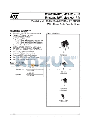 M24128-BWMN6G datasheet - 256Kbit and 128Kbit Serial I2C Bus EEPROM With Three Chip Enable Lines