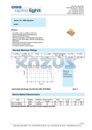 OLS-170GB525-C-T datasheet - Series 170 - 0805 Standard green