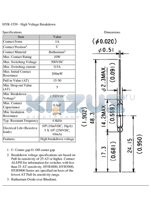 HYR-1559 datasheet - High Voltage Breakdown