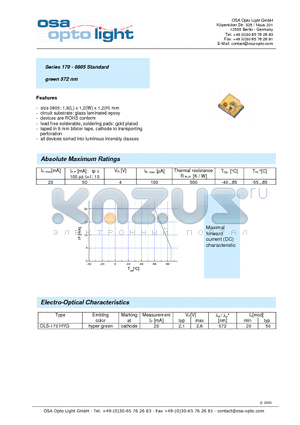 OLS-170HYG datasheet - Series 170 - 0805 Standard green 572 nm