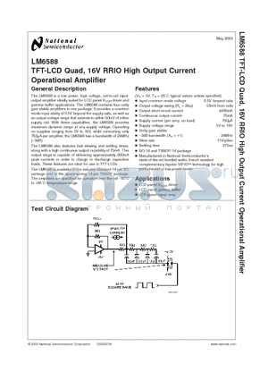 LM6588MTX datasheet - TFT-LCD Quad, 16V RRIO High Output Current Operational Amplifier