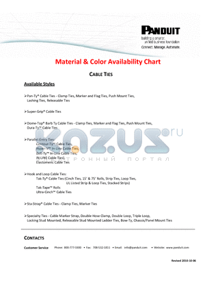 PLC4H-S25-L datasheet - Material & Color Availability Chart