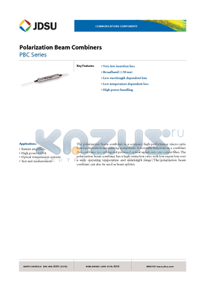 PBC-CA0141 datasheet - Polarization Beam Combiners