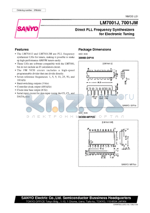 LM7001J datasheet - Direct PLL Frequency Synthesizers for Electronic Tuning