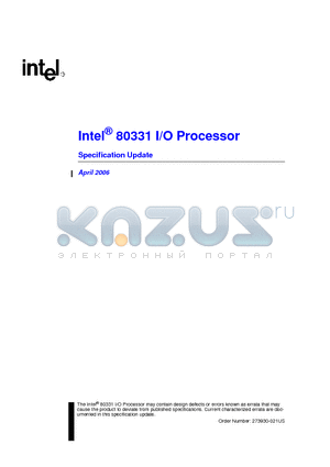 QG80331M500 datasheet - Intel 80331 I/O Processor Specification Update