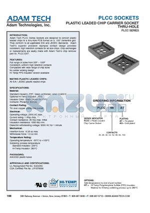 PLCC20AG datasheet - PLCC SOCKETS