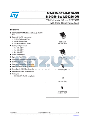M24256-BR datasheet - 256 Kbit serial IbC bus EEPROM with three Chip Enable lines