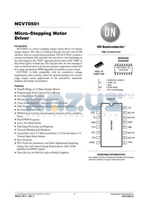 NCV70501 datasheet - Micro-Stepping Motor Driver