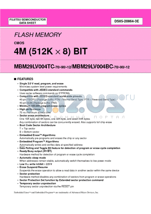 MBM29LV004TC datasheet - 4M (512K X  8) BIT