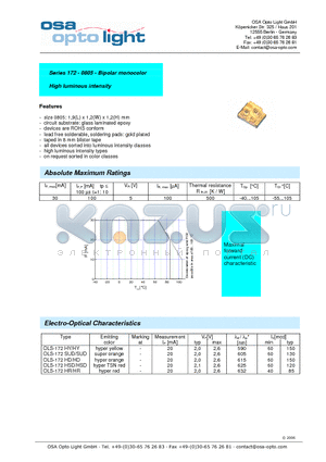 OLS-172SUD/SUD-CD-T datasheet - Series 172 - 0805 - Bipolar monocolor High luminous intensity