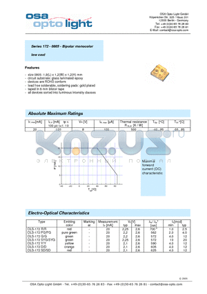 OLS-172SYG/SYG-C-T datasheet - Series 172 - 0805 - Bipolar monocolor low cost