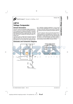 LM710AMH/883 datasheet - Voltage Comparator