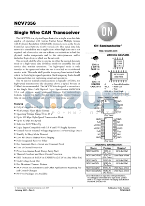 NCV7356D2R2 datasheet - Single Wire CAN Transceiver