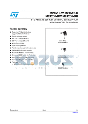 M24256-BW datasheet - 512 Kbit and 256 Kbit Serial I2C bus EEPROM with three Chip Enable lines