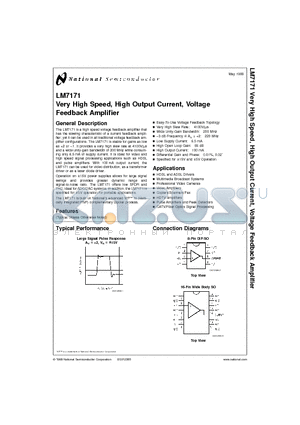 LM7171AIN datasheet - Very High Speed, High Output Current, Voltage Feedback Amplifier