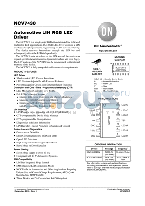 NCV7430-D datasheet - Automotive LIN RGB LED Driver