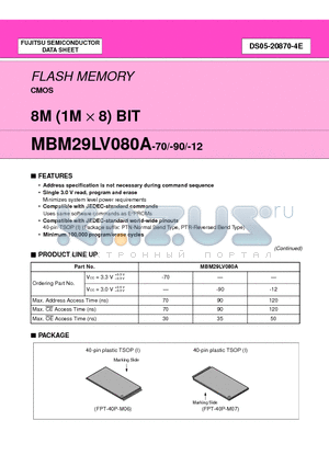 MBM29LV080A-12PTR datasheet - 8M (1M x 8) BIT