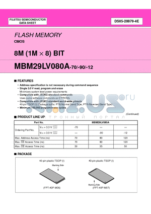 MBM29LV080A datasheet - 8M (1M x 8) BIT