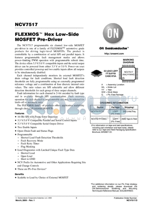NCV7517FTG datasheet - FLEXMOS Hex Low-Side MOSFET Pre-Driver