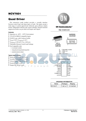 NCV7601P datasheet - Quad Driver