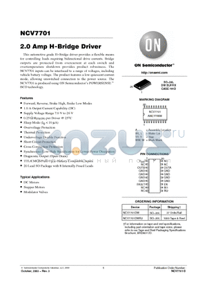 NCV7701DW datasheet - 2.0 Amp H-Bridge Driver