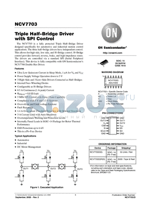 NCV7703 datasheet - Triple Half-Bridge Driver with SPI Control