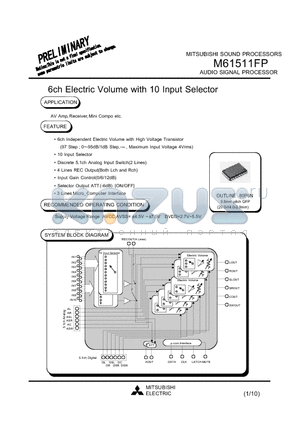 M61511FP datasheet - AUDIO SIGNAL PROCESSOR