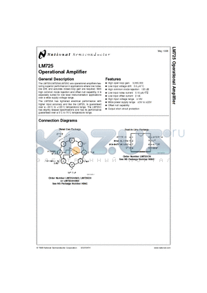 LM725CN datasheet - Operational Amplifier