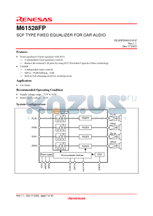 M61528FP datasheet - SCF TYPE FIXED EQUALIZER FOR CAR AUDIO