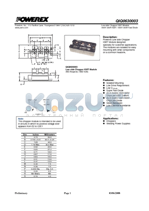 QIQ0630003 datasheet - Low side Chopper IGBT Module