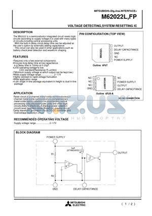 M62022FP datasheet - VOLTAGE DETECTING,SYSTEM RESETTING IC