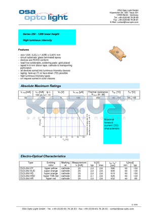 OLS-250HD-X-TD datasheet - Series 250 - 1206 lower height High luminous intensity