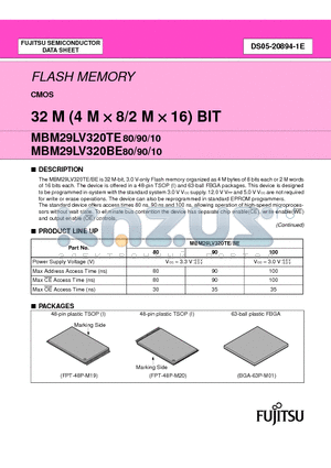 MBM29LV320BE10TN datasheet - 32 M (4 M X 8/2 M X 16) BIT