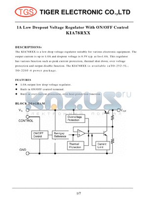 KIA78R33 datasheet - 1A Low Dropout Voltage Regulator With ON/OFF Control
