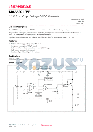 M62220FP datasheet - 3.3 V Fixed Output Voltage DC/DC Converter