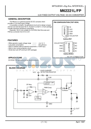 M62221L datasheet - 3.0V FIXED OUTPUT VOLTAGE DC-DC CONVERTER