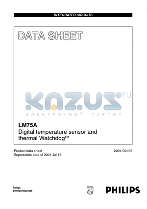 LM75A datasheet - Digital temperature sensor and thermal Watchdog