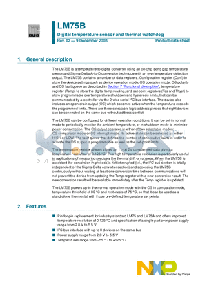 LM75BDP datasheet - Digital temperature sensor and thermal watchdog