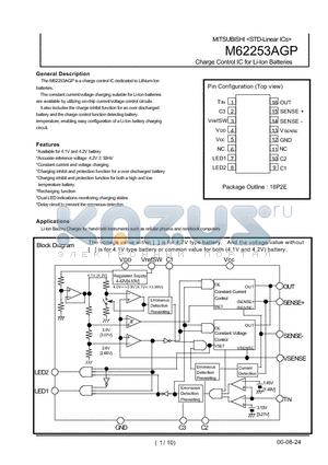 M62253AGP datasheet - Charge Control IC for Li-Ion Batteries
