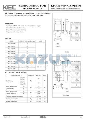 KIA7906F/PI datasheet - BIPOLAR LINEAR INTEGRATED CIRCUIT