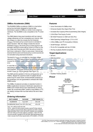 ISL88694 datasheet - SMBus Accelerator (SMA)