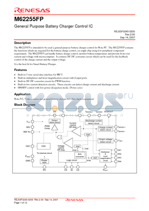 M62255FP datasheet - General Purpose Battery Charger Control IC