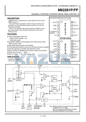 M62281FP datasheet - GENERAL PURPOSE CURRENT MODE PWM CONTROL IC