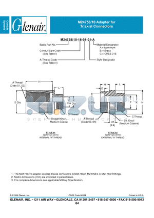 M24758-10-02-01 datasheet - Adapter for Triaxial Connectors