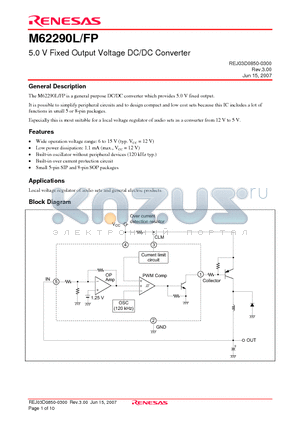 M62290L datasheet - 5.0 V Fixed Output Voltage DC/DC Converter