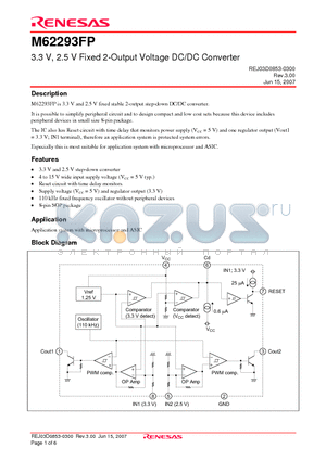 M62293FP datasheet - 3.3 V, 2.5 V Fixed 2-Output Voltage DC/DC Converter