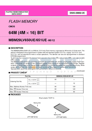 MBM29LV650UE-12 datasheet - 64M (4M x 16) BIT