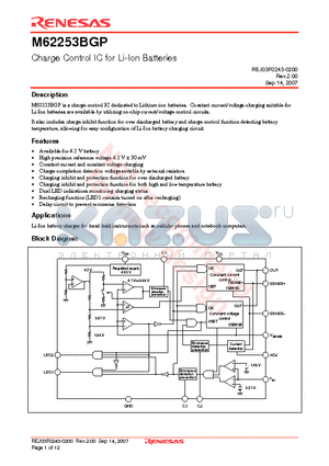 M62253BGP datasheet - Charge Control IC for Li-Ion Batteries